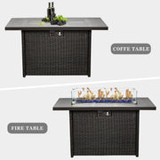 LayinSun 44-Inch Propane Gas Rectangle Fire Pit Table - Aluminum Tabletop