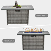 LayinSun 44-Inch Propane Gas Rectangle Fire Pit Table - Aluminum Tabletop