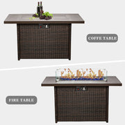 LayinSun 44-Inch Propane Gas Rectangle Fire Pit Table - Aluminum Tabletop