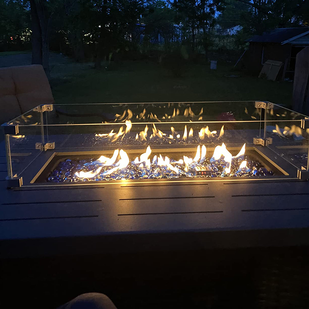 LayinSun 44-Inch Propane Gas Rectangle Fire Pit Table - Aluminum Tabletop