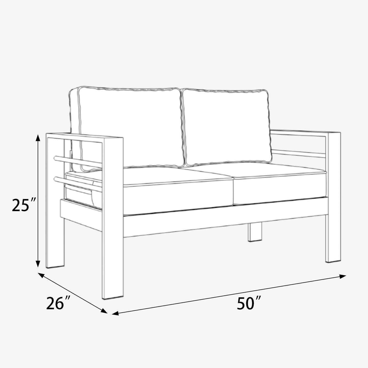LayinSun Aluminum Outdoor Loveseat 2 Seat - Alturas Collection