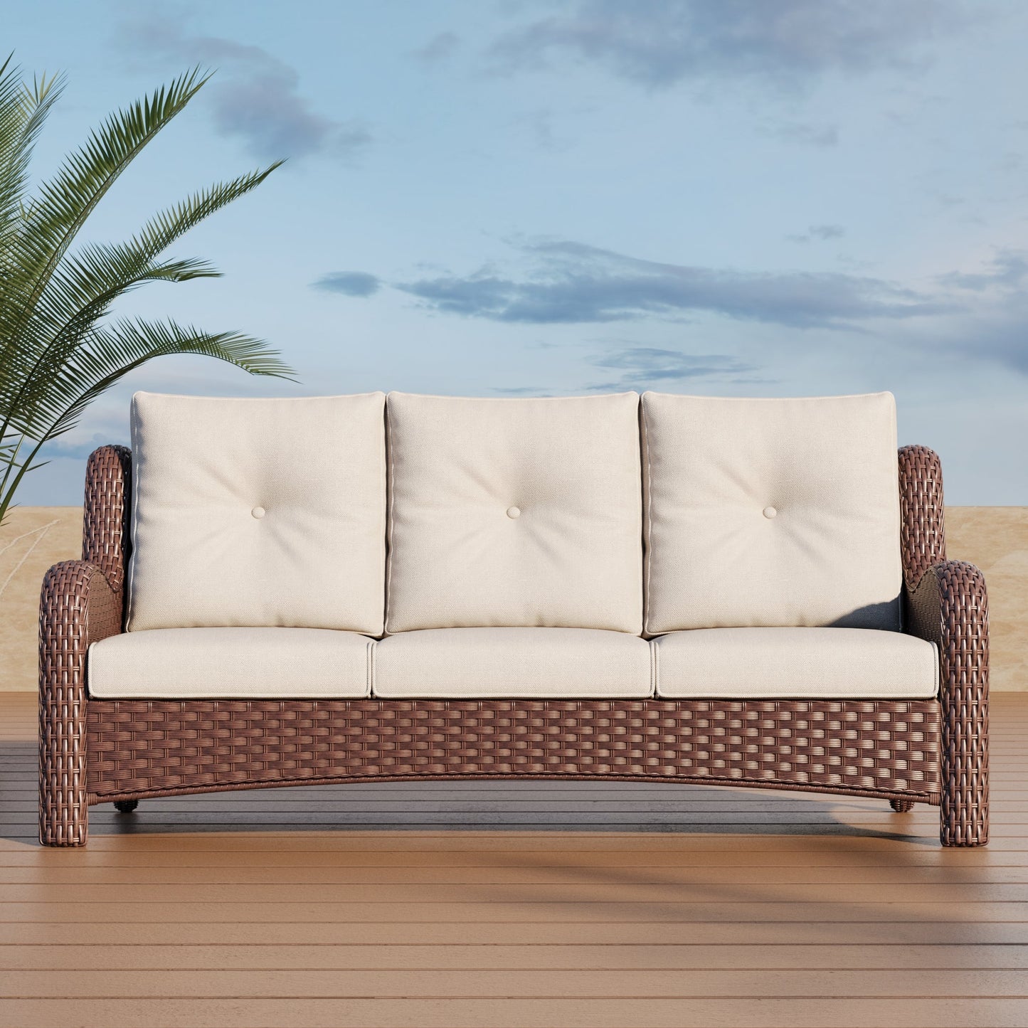 LayinSun Wicker Outdoor Sofa 3-Seat Couch - Monterey Collection