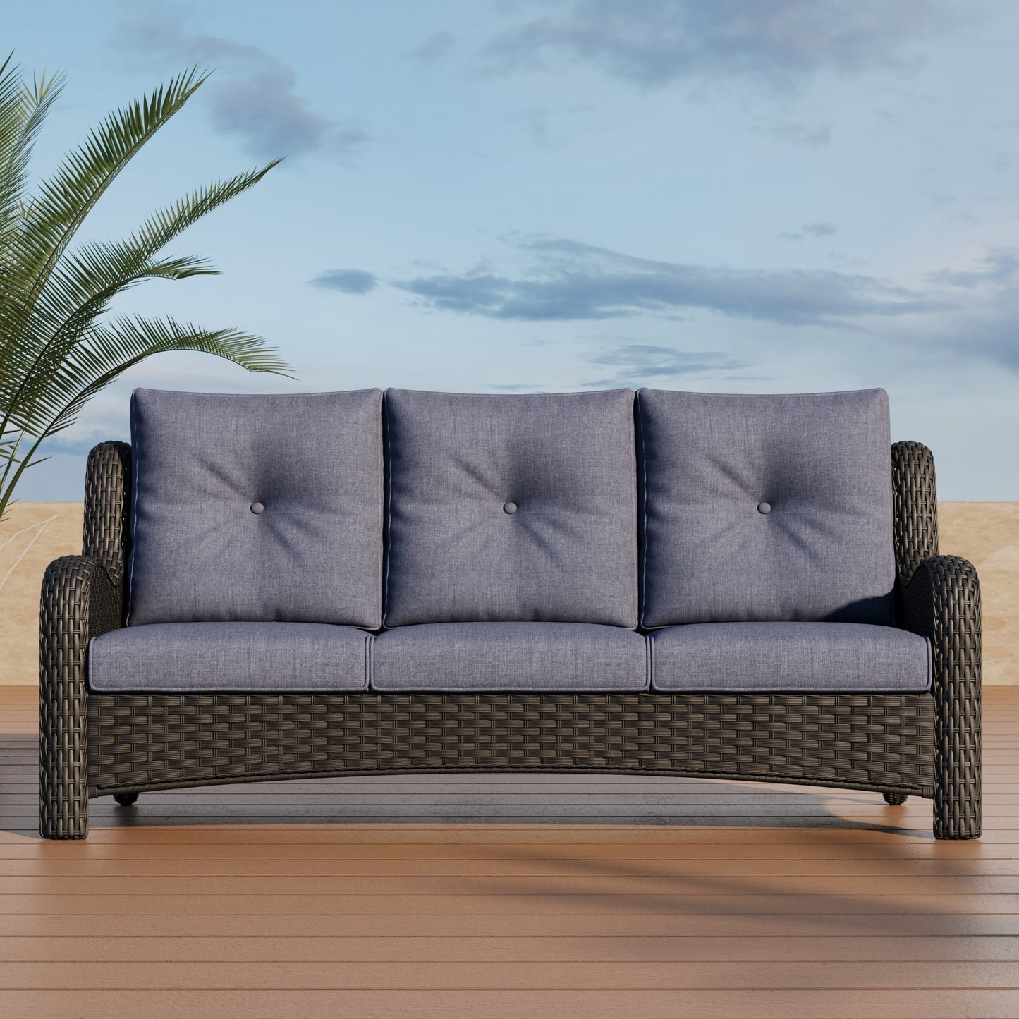LayinSun Wicker Outdoor Sofa 3-Seat Couch - Monterey Collection