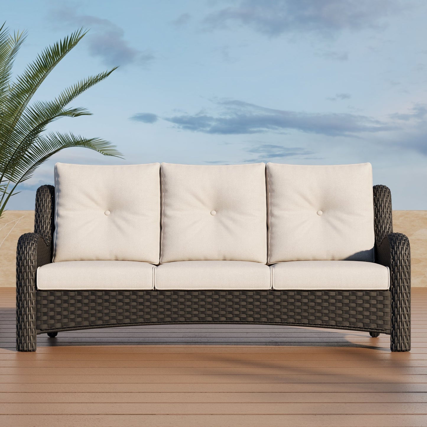 LayinSun Wicker Outdoor Sofa 3-Seat Couch - Monterey Collection