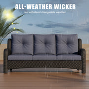 LayinSun Wicker Outdoor Sofa 3-Seat Couch - Monterey Collection