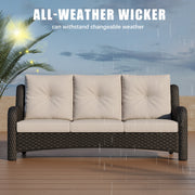 LayinSun Wicker Outdoor Sofa 3-Seat Couch - Monterey Collection