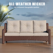 LayinSun Wicker Outdoor Sofa 3-Seat Couch - Monterey Collection