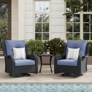 LayinSun 3 - Piece Curved Armrest Wicker Swivel Glider Lounge Chairs Set