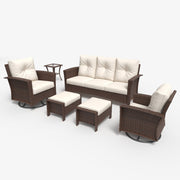 LayinSun 6 Piece Patio Set with wicker Swivel Rocking Chairs