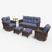 LayinSun 6 Piece Patio Set with wicker Swivel Rocking Chairs