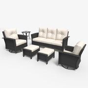 LayinSun 6 Piece Patio Set with wicker Swivel Rocking Chairs