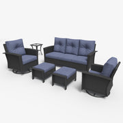 LayinSun 6 Piece Patio Set with wicker Swivel Rocking Chairs