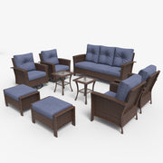 LayinSun 9 Piece Patio Set with wicker Swivel Rocking Chairs