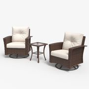 LayinSun 3 Piece Patio Set with wicker Swivel Rocking Chairs
