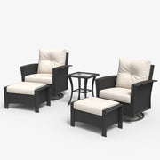 LayinSun 5 Piece Patio Set with wicker Swivel Rocking Chairs