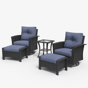 LayinSun 5 Piece Patio Set with wicker Swivel Rocking Chairs
