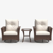 LayinSun 3 Piece Patio Set with wicker Swivel Rocking Chairs