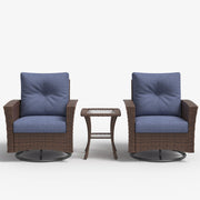 LayinSun 3 Piece Patio Set with wicker Swivel Rocking Chairs