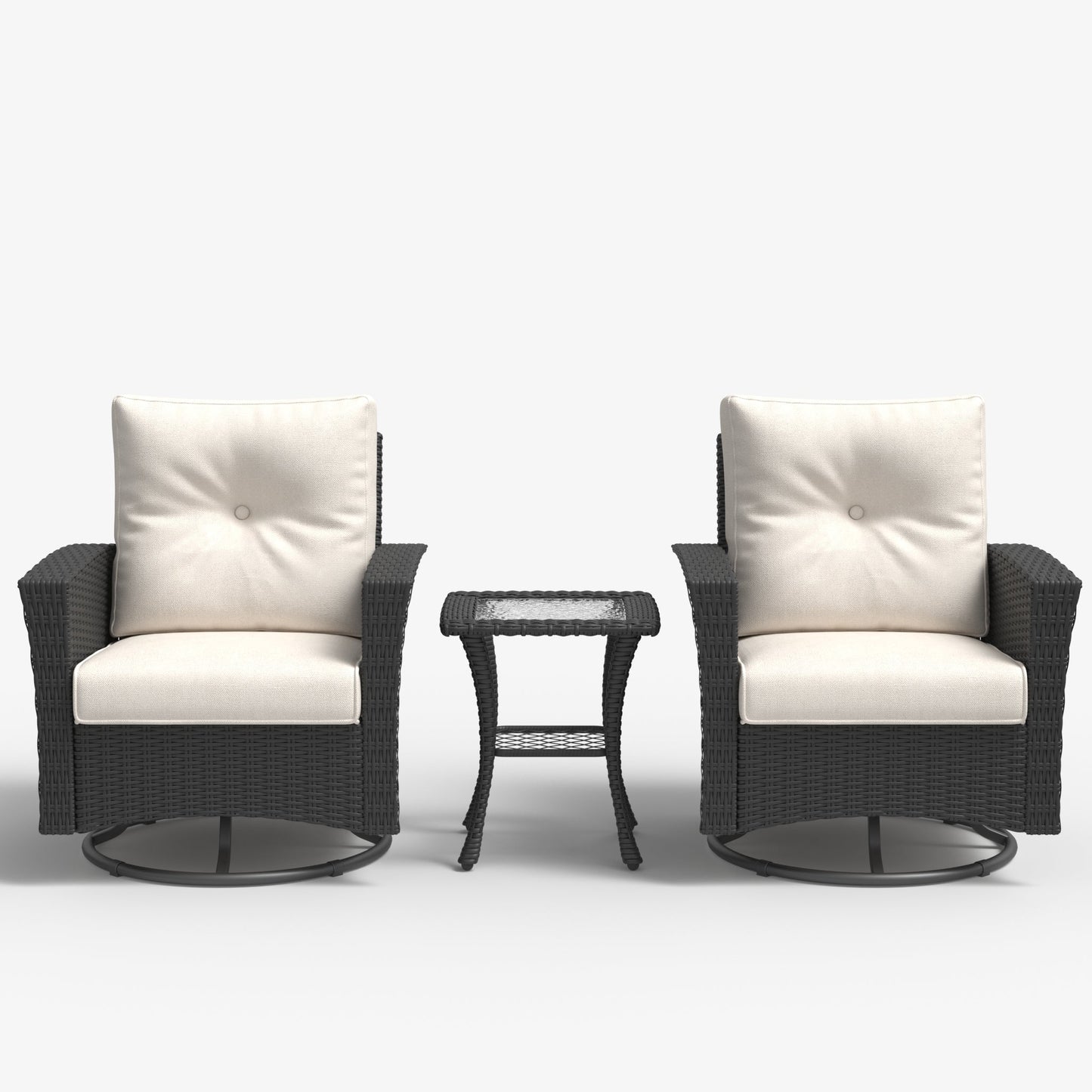 LayinSun 3 Piece Patio Set with wicker Swivel Rocking Chairs