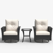 LayinSun 3 Piece Patio Set with wicker Swivel Rocking Chairs