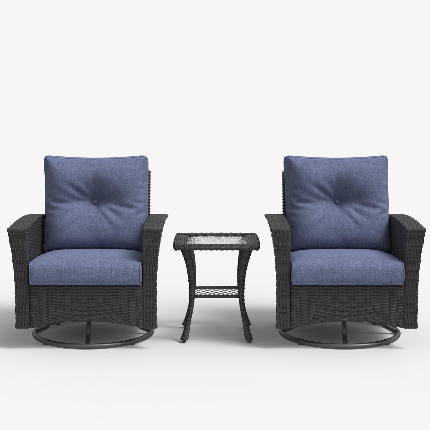 LayinSun 3 Piece Patio Set with wicker Swivel Rocking Chairs