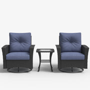 LayinSun 3 Piece Patio Set with wicker Swivel Rocking Chairs