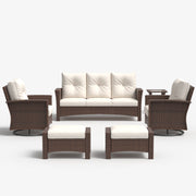 LayinSun 6 Piece Patio Set with wicker Swivel Rocking Chairs