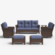 LayinSun 6 Piece Patio Set with wicker Swivel Rocking Chairs