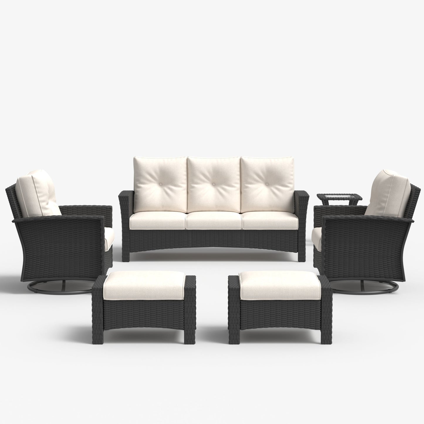 LayinSun 6 Piece Patio Set with wicker Swivel Rocking Chairs