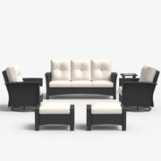 LayinSun 6 Piece Patio Set with wicker Swivel Rocking Chairs