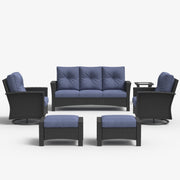 LayinSun 6 Piece Patio Set with wicker Swivel Rocking Chairs