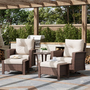LayinSun 5 Piece Patio Set with wicker Swivel Rocking Chairs