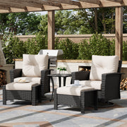 LayinSun 5 Piece Patio Set with wicker Swivel Rocking Chairs