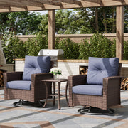 LayinSun 3 Piece Patio Set with wicker Swivel Rocking Chairs