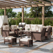 LayinSun 9 Piece Patio Set with wicker Swivel Rocking Chairs