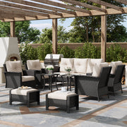 LayinSun 9 Piece Patio Set with wicker Swivel Rocking Chairs