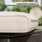 LayinSun 7 Piece Patio Set with wicker Swivel Rocking Chairs and Fire Pit