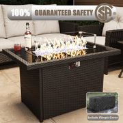 LayinSun 7 Piece Patio Set with wicker Swivel Rocking Chairs and Fire Pit