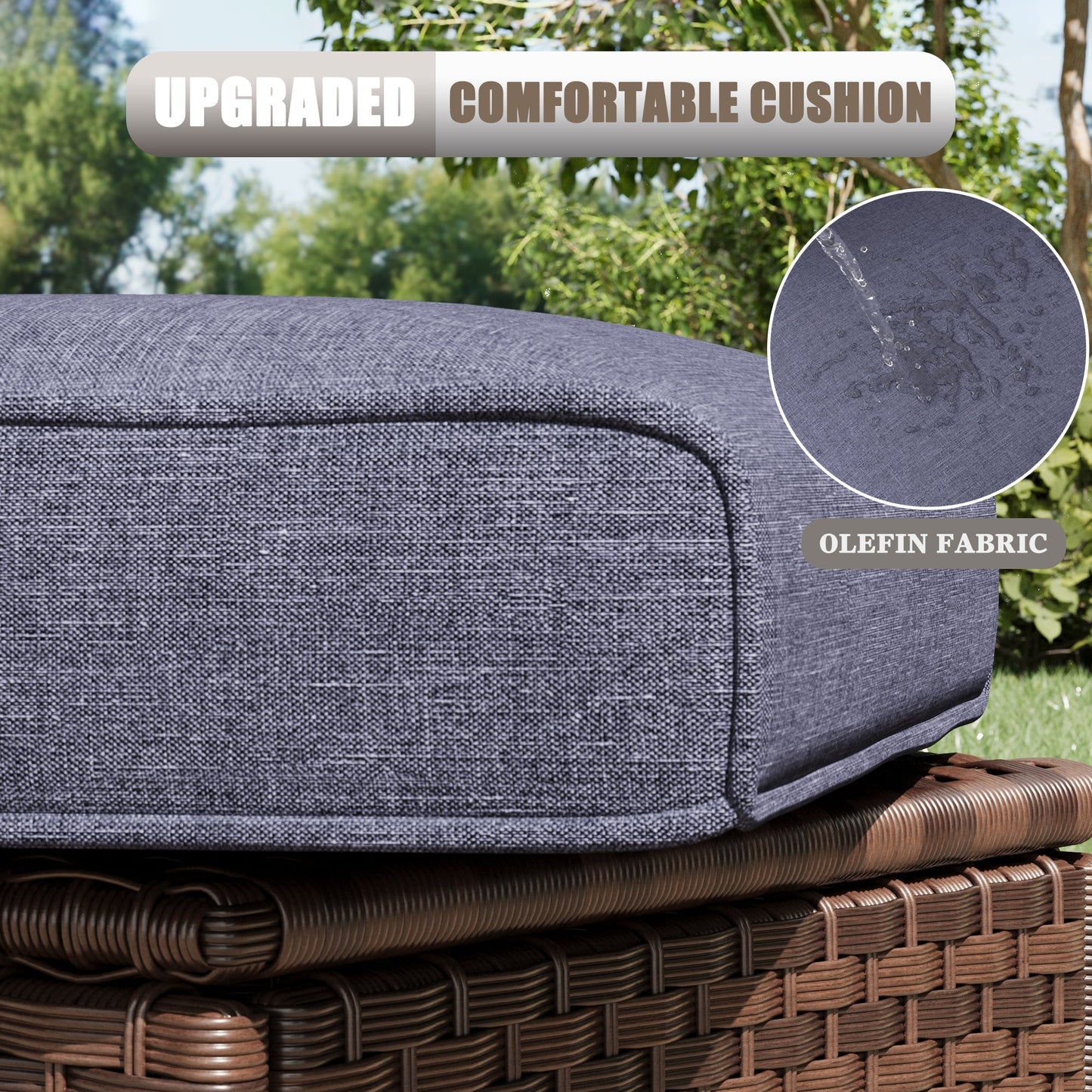 LayinSun 7 Piece Patio Set with wicker Swivel Rocking Chairs and Fire Pit