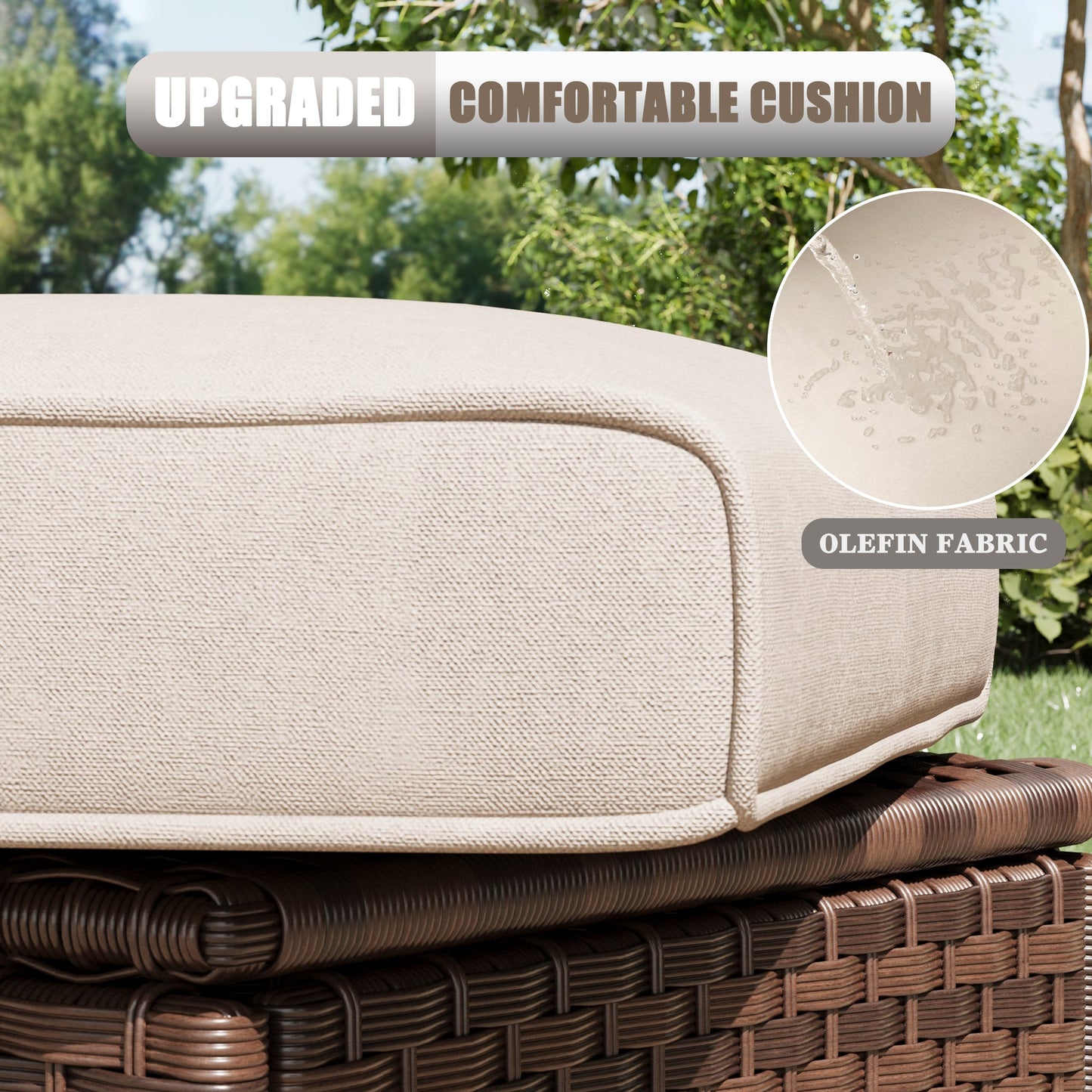 LayinSun 7 Piece Patio Set with wicker Swivel Rocking Chairs and Fire Pit