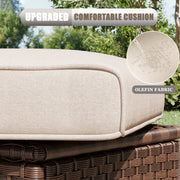 LayinSun 7 Piece Patio Set with wicker Swivel Rocking Chairs and Fire Pit