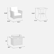 LayinSun 7 Piece Patio Set with wicker Swivel Rocking Chairs and Fire Pit