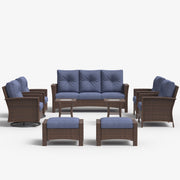 LayinSun 9 Piece Patio Set with wicker Swivel Rocking Chairs