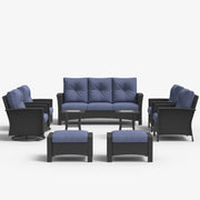 LayinSun 9 Piece Patio Set with wicker Swivel Rocking Chairs