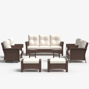 LayinSun 9 Piece Patio Set with wicker Swivel Rocking Chairs