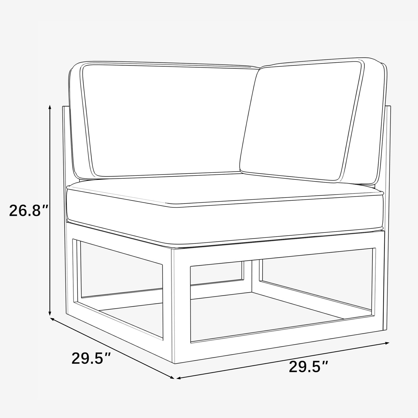 LayinSun Modern Aluminum Outdoor Modular Sectional Corner Chair