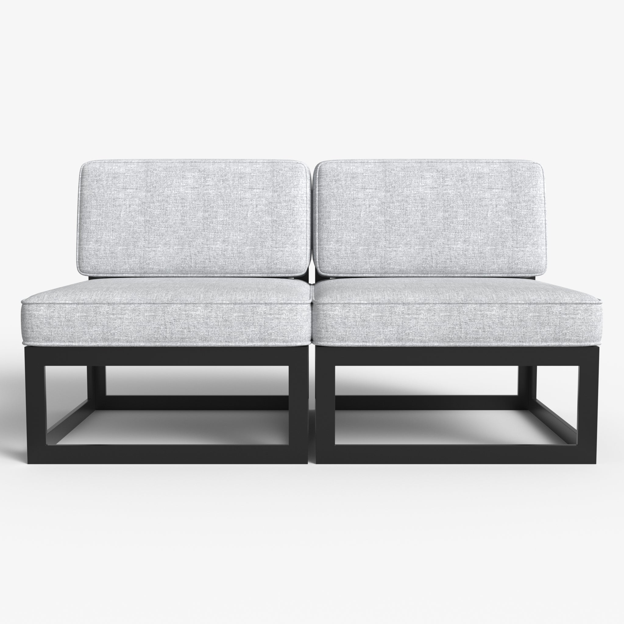 LayinSun Modern Aluminum Outdoor Modular Sectional Single Chairs (Set of 2)