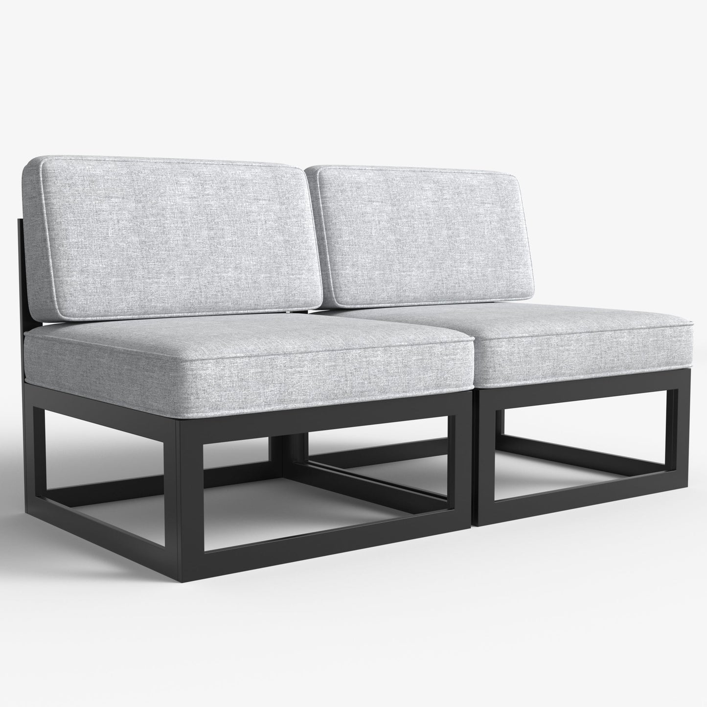 LayinSun Modern Aluminum Outdoor Modular Sectional Single Chairs (Set of 2)