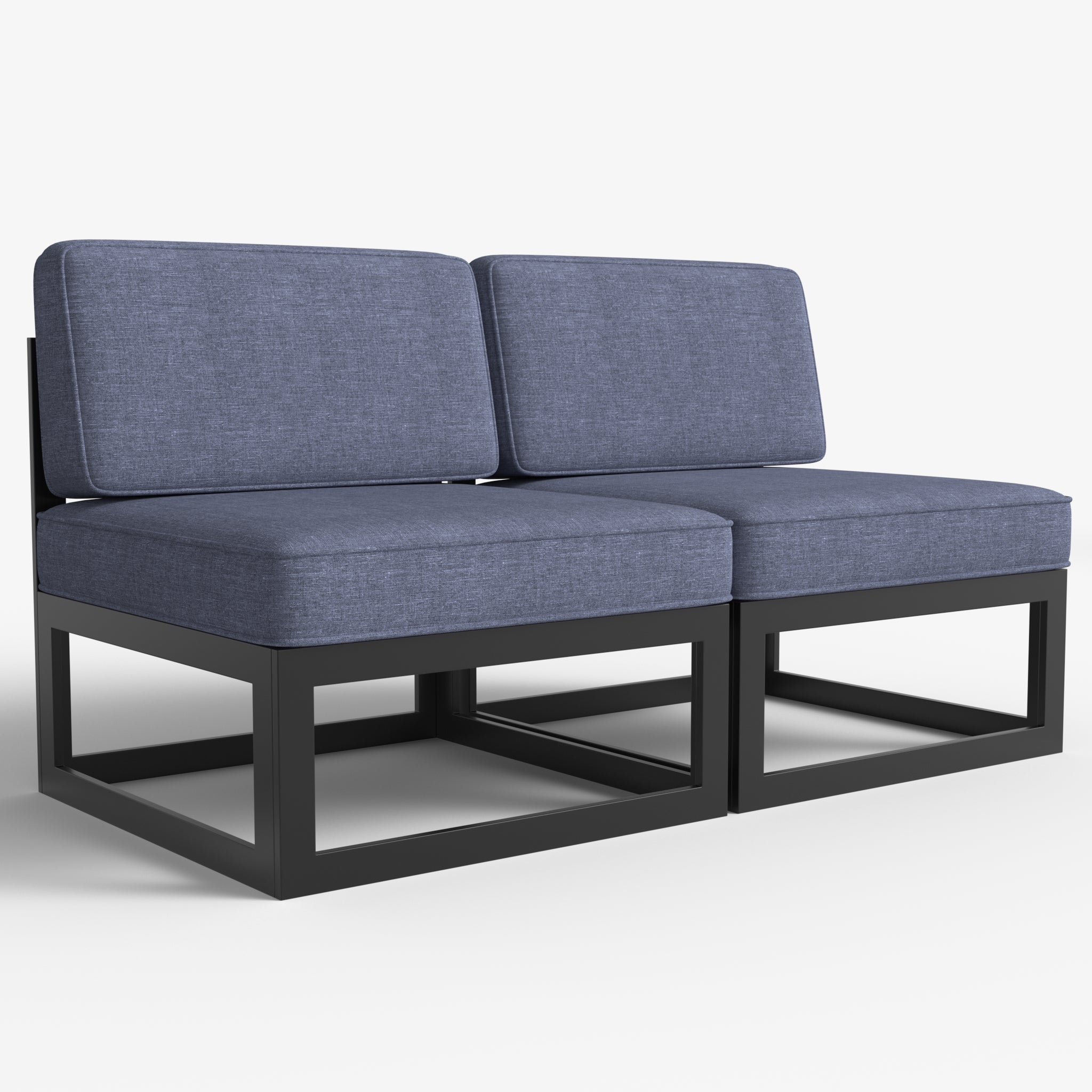 LayinSun Modern Aluminum Outdoor Modular Sectional Single Chairs (Set of 2)