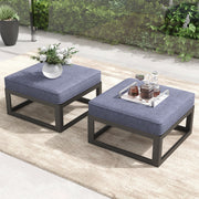 LayinSun Modern Aluminum Outdoor Modular Ottomans (Set of 2)